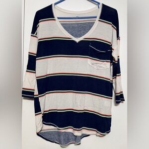 SO Multicolor Striped V-Neck Top